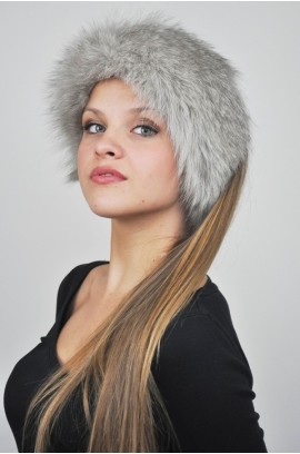 Grey Fox fur headband - Fur collar